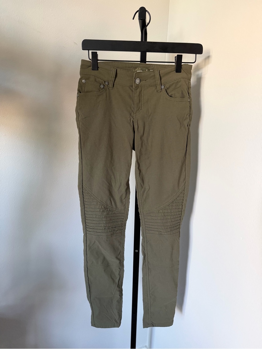 Prana Olive Green Skinny Moto Jeans